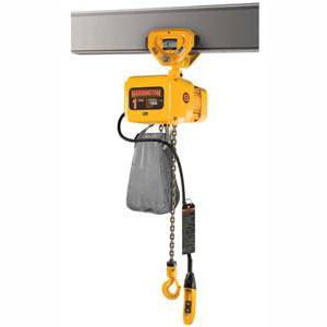 1/4 Ton, 3-Phase Electric Chain Hoist, 53 FPM Lift Speed, Push Trolley (Harringt