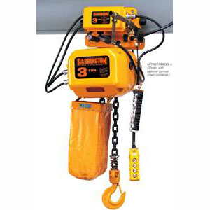 Harrington 3 Ton NER Electric Chain Hoist, 3 Phase, 16 FPM Speed, Motor Driven Trolley LoadHook.com